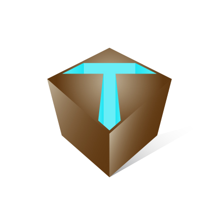 ボックス型の「T」の字を意識した立体ロゴマーク
