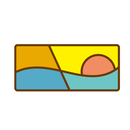 ハワイをイメージした、波・太陽・空をモチーフにしたロゴマーク