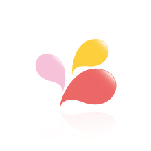 3色の水滴のような形をかたどった、躍動感があるかわいいロゴマーク