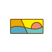 ハワイをイメージした、波・太陽・空をモチーフにしたロゴマーク