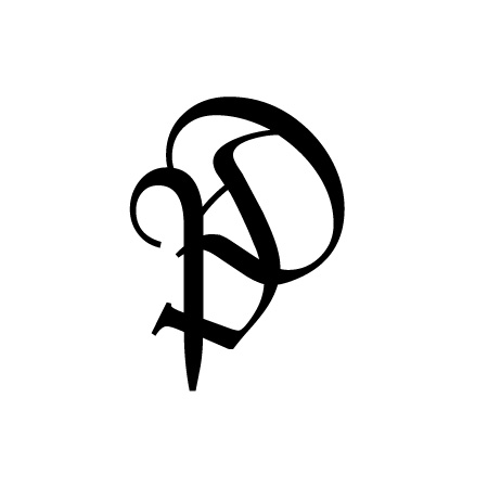 アルファベット「D」「P」を重ねたシンプルなロゴマーク