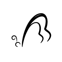 「M」の字をモチーフにした単色、蝶々をかたどったロゴマーク